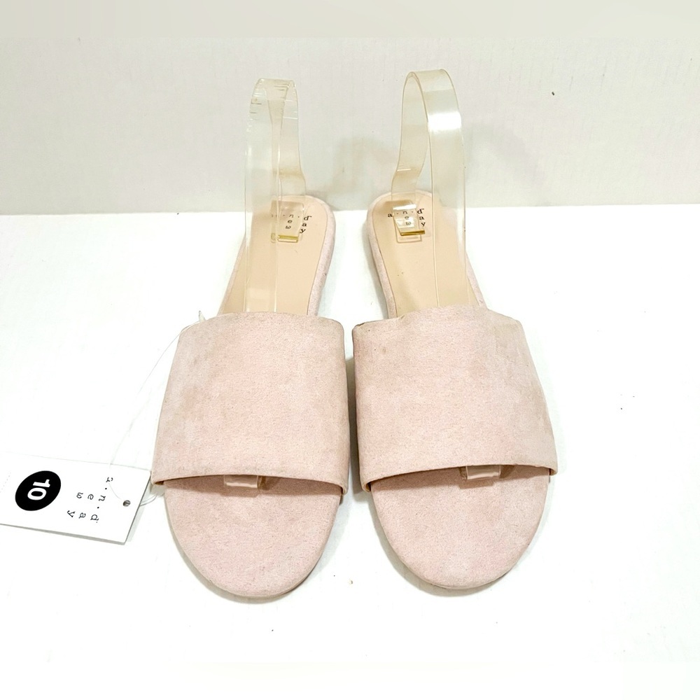 Women's A New Day Size 10 Pale Pink Suede Slide On Sandal Flats New